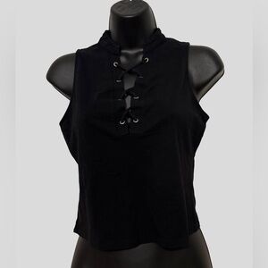 Guess Black Lace-Up Tank Top